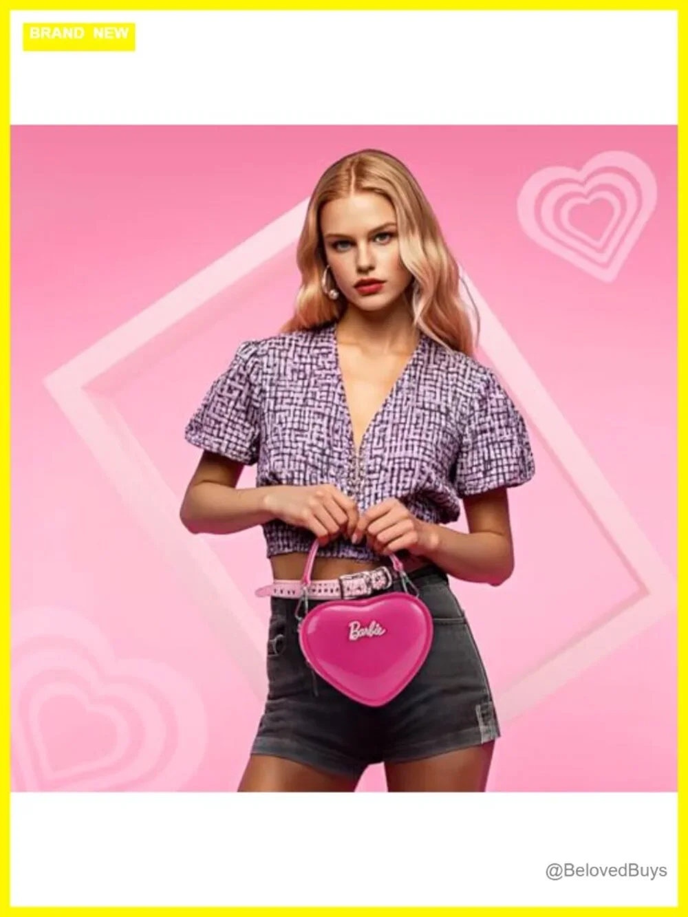 Heart-Shaped Crossbody Bag with Chain, PVC Waterproof Mini Tote, Cute Fashion
